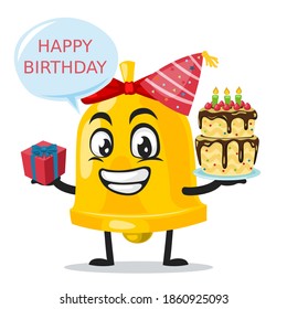 vector illustration of bell mascot or character celebrate birthday party