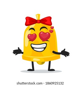vector illustration of bell mascot or character with love eye