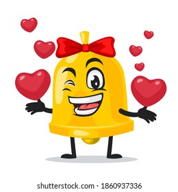 ilustración vectorial de la mascota de campana o del personaje que trae símbolos de amor