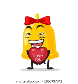 vector illustration of bell mascot or character give love symbol and says i love you