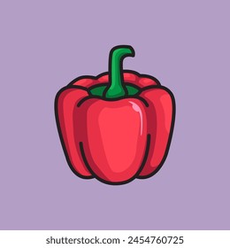 Vektorillustration Bell Pepper. Vektorgrafik Design Bell Pepper Vegetable. Hot Spicy Bell Pepper Vektorgrafik Cartoon Design Illustration und Icon für Website, Digital und Print