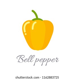 Vector illustration of bell pepper icon in flat style with title, isolated on white background