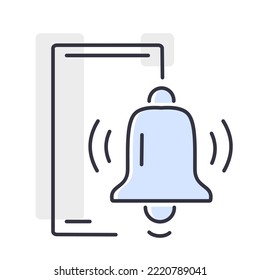 Vector illustration of a bell, phone and bell, message.