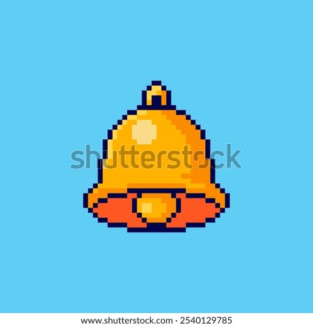 Vector Illustration of Bell with Pixel Art Design, perfect for game assets themed designs