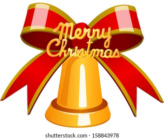 Vector illustration of a bell with red ribbon