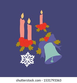 Vector illustration with bells and candles, perfect to use on the web or in print