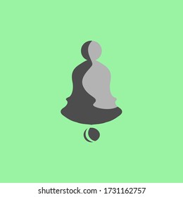 vector illustration of bells and shape of meditating man, simply flat icon logo