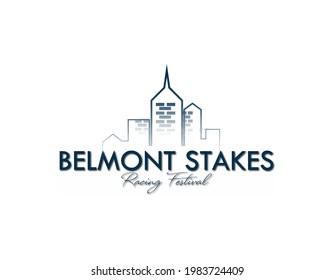 Vector Illustration Belmont Stakes. Buildings In Logo Form.