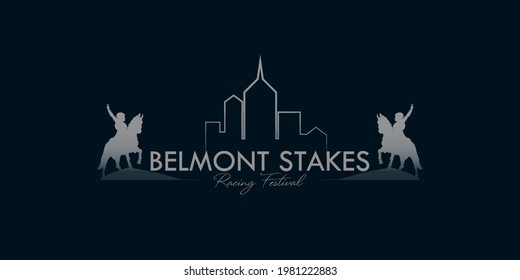 Vector Illustration Belmont Stakes, Horse Racing Typography. The Belmont Stakes Is An American Grade I Stakes Race.