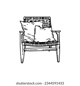 vector illustration of bench with cushions