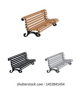 Vector illustration of bench and garden icon. Collection of bench and empty stock vector illustration.