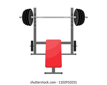Vector illustration. Bench with bench for bench press.