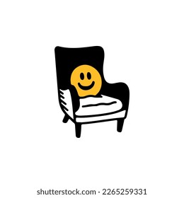 vector illustration of bench with smile symbol concept