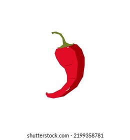Vector illustration of bend red chili pepper isolated on white background