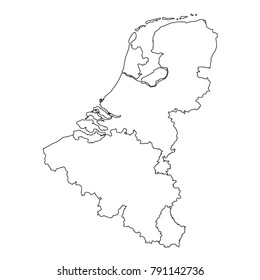 Vector Illustration Of Benelux Countries Map