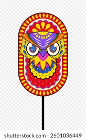 Vector illustration of Bengali New Year Mask in owl pattern on transparent background