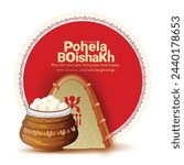 vector illustration of Bengali New Year,subho noboborsho with creative Background  