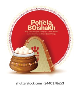 vector illustration of Bengali New Year,subho noboborsho with creative Background  