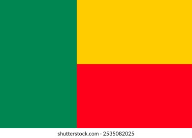 Vektorgrafik der Benin-Flagge mit grünen, gelben und roten Streifen. Ideal für patriotische Projekte, kulturelle Repräsentationen und nationale Stolz-Themen