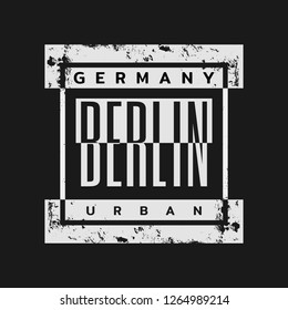 Vector illustration Berlin, Germany. Grunge background. Typography, t-shirt graphics, print, poster, banner, flyer, postcard