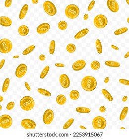 Ilustración vectorial de la moneda del dólar de las Bermudas. Monedas de oro voladoras de fondo transparente (PNG).