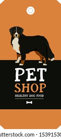 Vector illustration Bernese Mountain Dog Poster Pet Shop Design label set