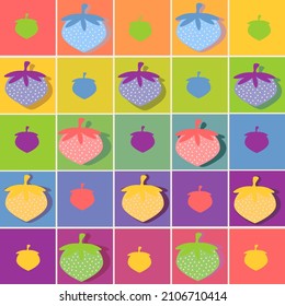 Vector illustration of berries. Retro pop art texture and pattern of berries.