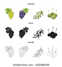 Vector illustration of berry and fruit symbol. Collection of berry and redberry stock vector illustration.