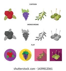 Vector illustration of berry and fruit symbol. Set of berry and redberry stock symbol for web.