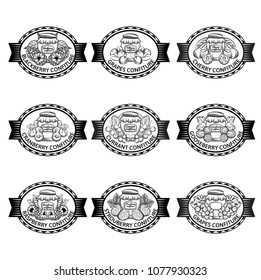 Vector illustration. Berry labels set isolated 