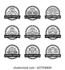 Vector illustration. Berry labels set isolated 