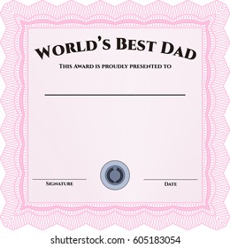 Vector Illustration of Best Dad Award in pink color
