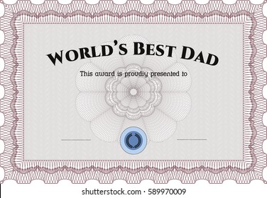 Vector Illustration Best Father Award Template Stock Vector (Royalty ...