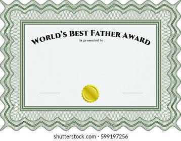 Vector illustration of Best Father Award Template. With guillotine pattern and background. Customization, Easy to edit and change colors.Elegant design. 
