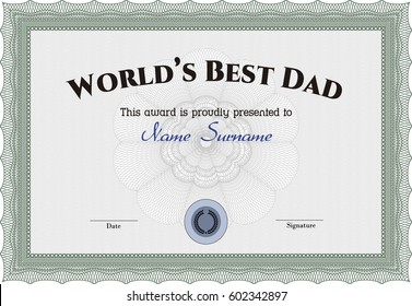 Vector illustration of Best Father Award. Nice design. Customization, Easy to edit and change colors.With complex linear background. 
