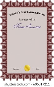 Vector Illustration of Best Father Award Template in maroon color