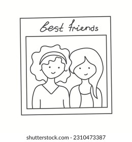 Vector illustration of best friends in doodle style. Isolated on a white background