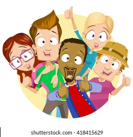 Vector illustration of best friends with thumbs up