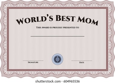 Vector illustration of Best Mom Award in brown.
