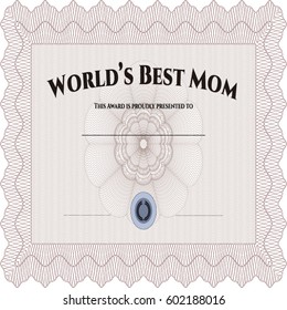 Vector illustration of Best Mother Award Template icon in brown.

