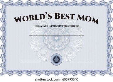 Vector Illustration of Best Mother Award Template in Blue color