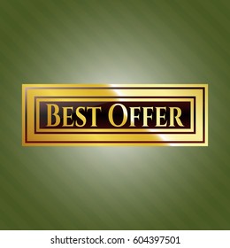 Vector Illustration of Best Offer gold shiny emblem
