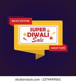 Vector illustration Best offer super diwali sale callout with crackers template blue background