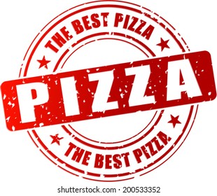 Vector illustration of best pizza red stamp