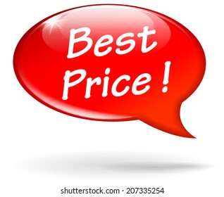 Vector illustration of best price red speech bubble