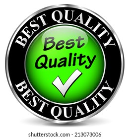 Vector illustration of best quality green icon on white background