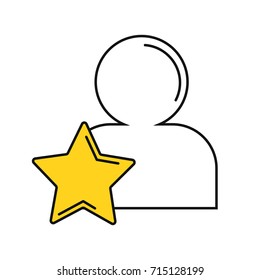 Vector illustration of the best worker. Icon with an image of a silhouette of a man and a golden star for an application, website, infographics, business-orientations on a white background