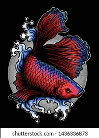 Vector Illustration Of Betta Fighting Fish 