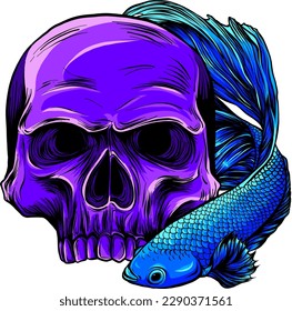 vector illustration of betta fish on white background. digital draw