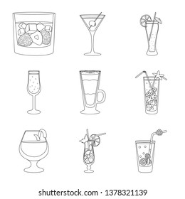 Vector illustration of beverage and ice logo. Set of beverage and shaker vector icon for stock.